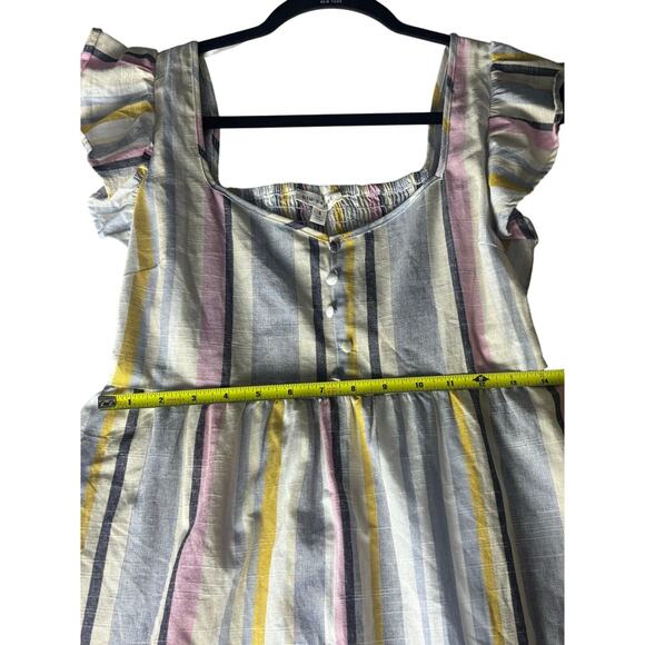 Blu Pepper Striped Ruffle Sleeve Dress Women’s S Multicolor Cotton Lined Summer - Picture 6 of 7